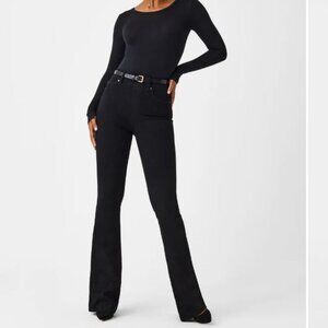 New Spanx Sz LP Petite  Flare Denim Jeans Black